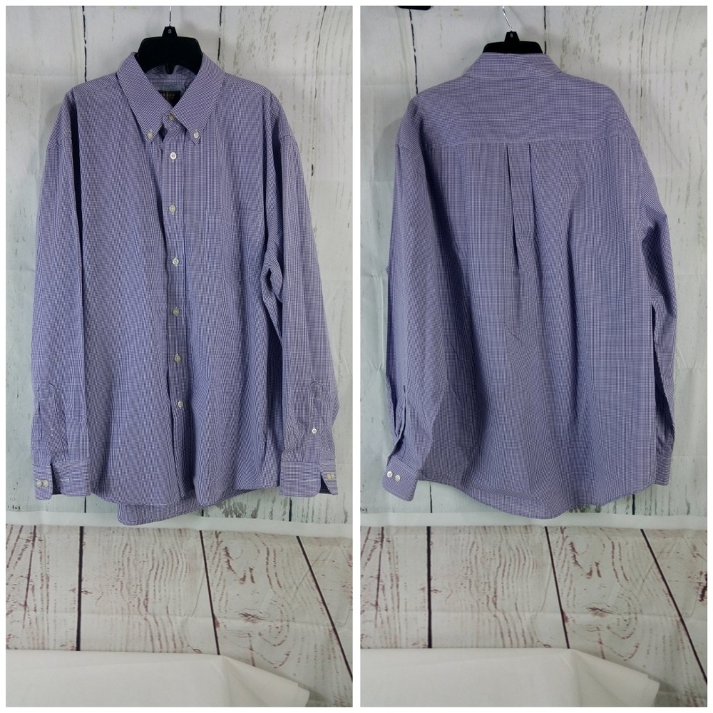 Arrow Quality Purple Checks Button Down Shirt L